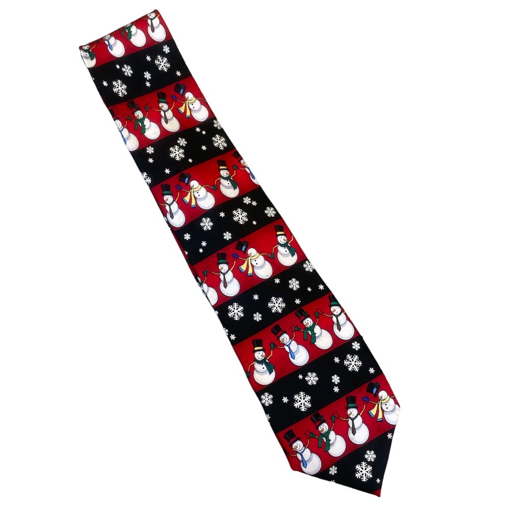 Silk Handmade Yule TIE Greetings Hallmark MMG Snowman Tie Ugly Christmas Sweater